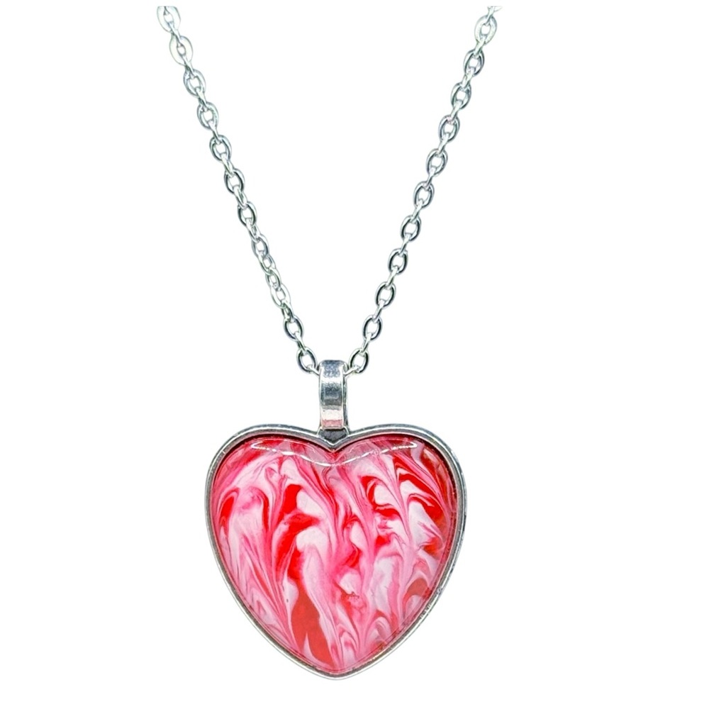 Heart Shaped Red and White Necklace